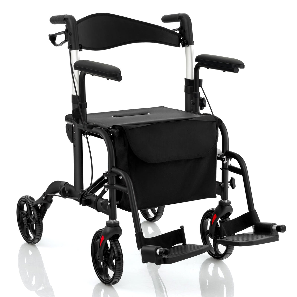 Folding Rollator Walker with Seat and Wheels Supports up to 300 lbs