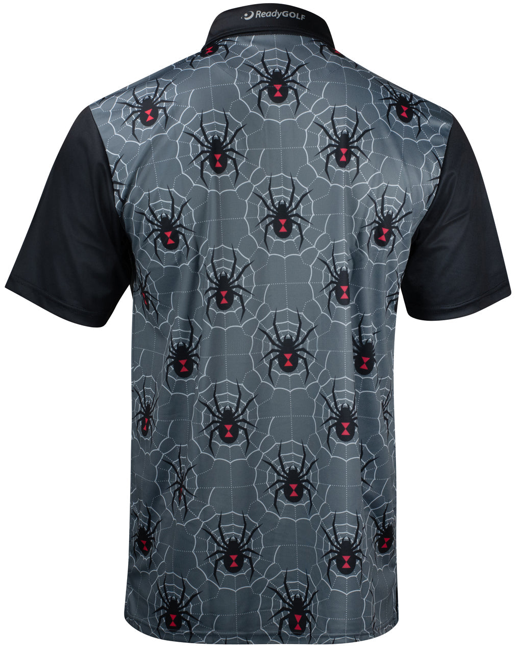 Black Widow Grey Mens Golf Polo Shirt by ReadyGOLF