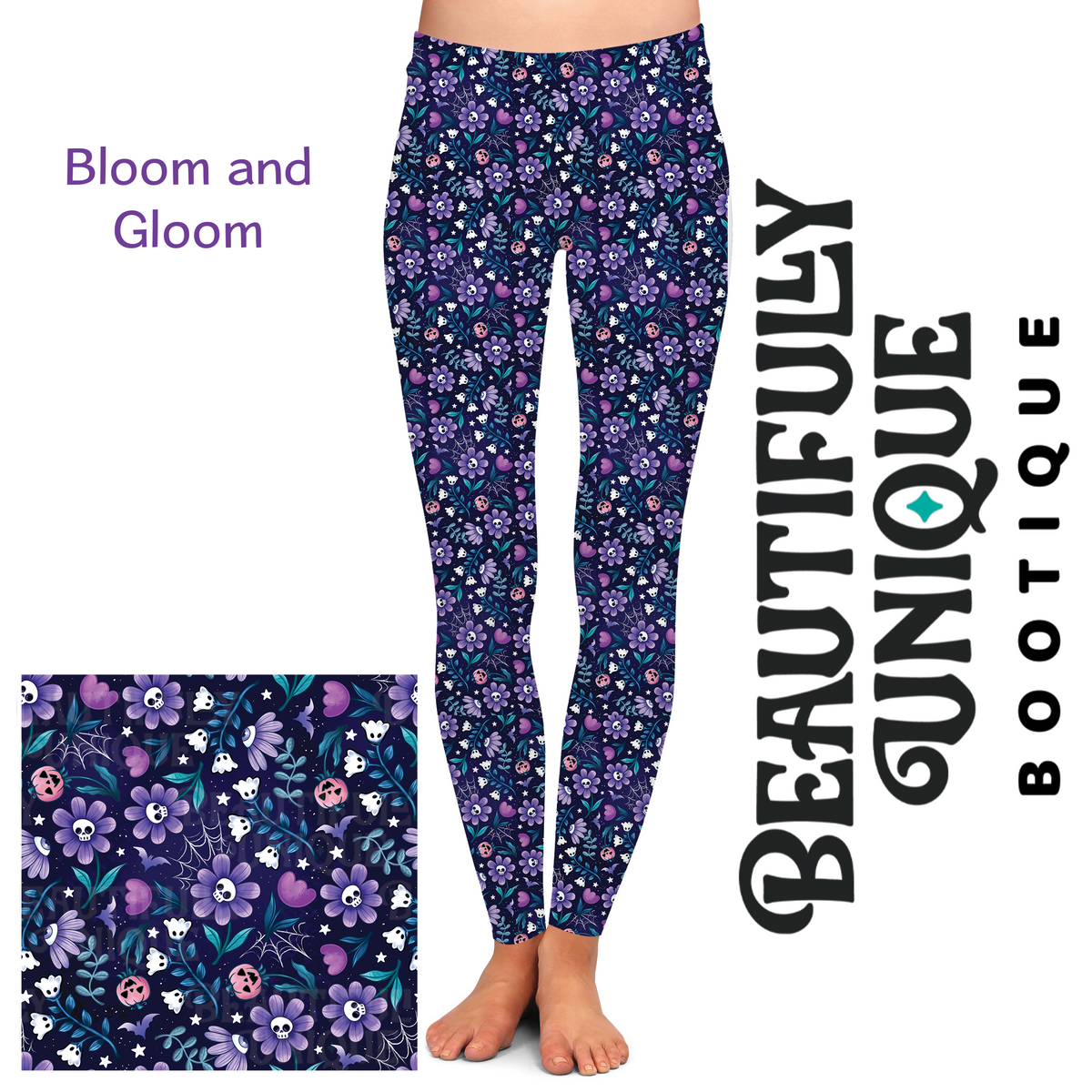 Bloom and Gloom Semi-Exclusive Leggings - High-quality Handcrafted Vibrant Spring Spooky