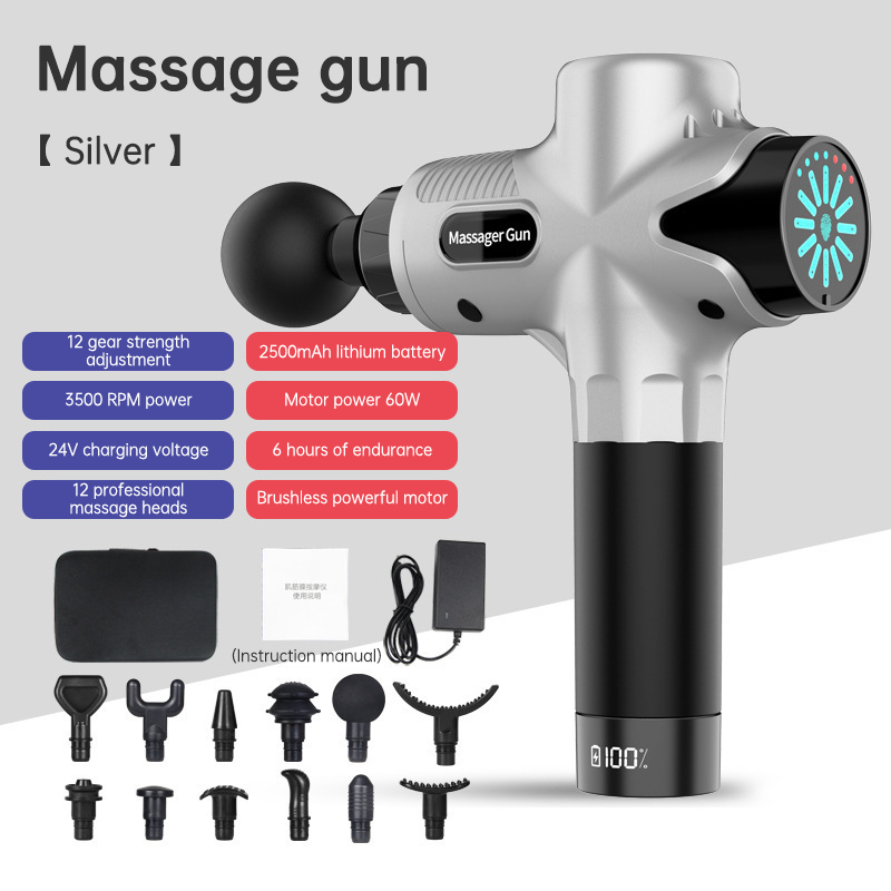 24V LCD Touch Adjustment Mini Massage Gun With LCD Display; 2 Gears; Deep Tissue Fascia