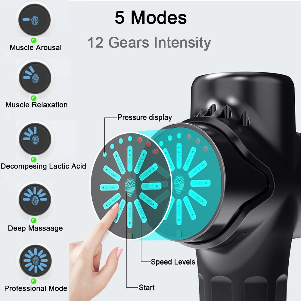 24V LCD Touch Adjustment Mini Massage Gun With LCD Display; 2 Gears; Deep Tissue Fascia