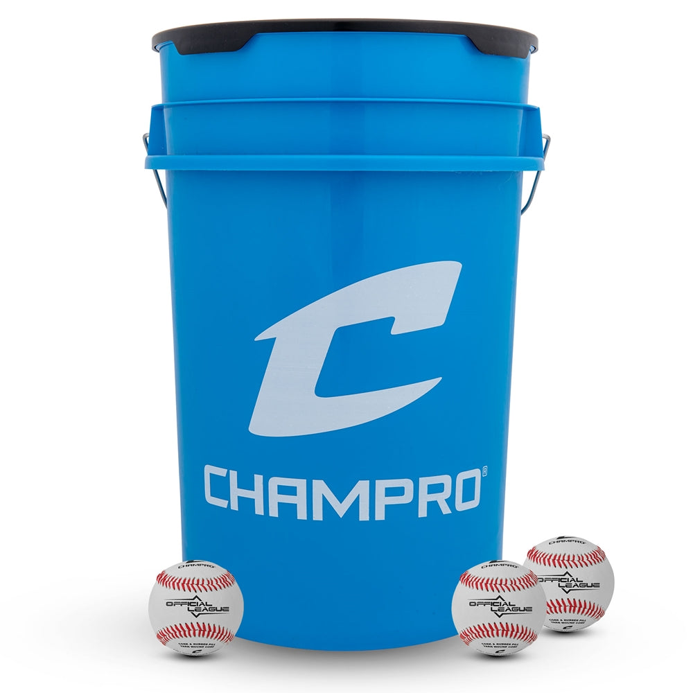 6 GALLON BUCKET W/ 24 CBB-200 BALLS | BASEBALL EQUIPMENT STORAGE