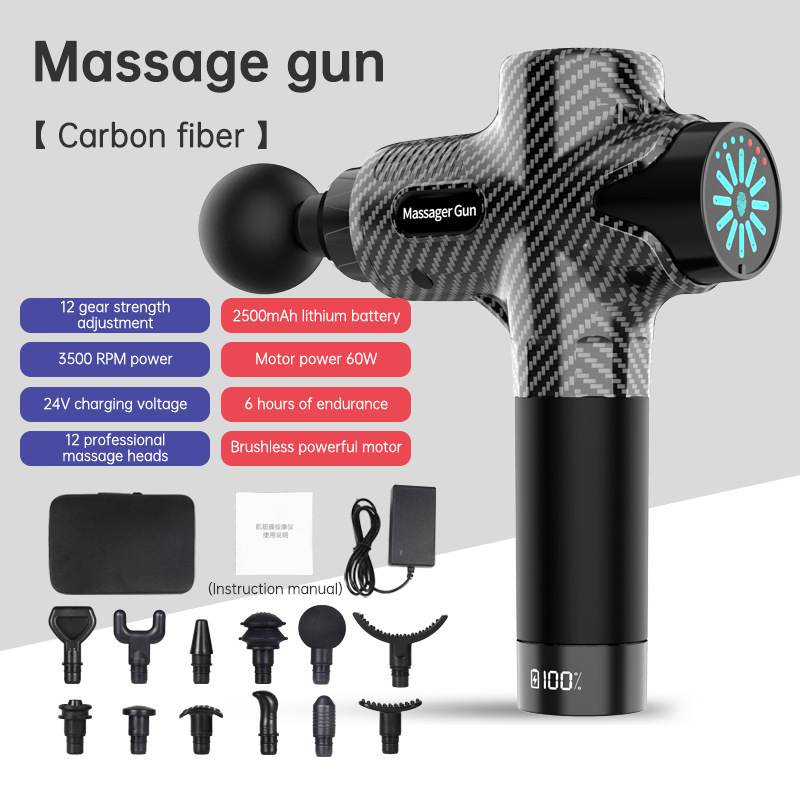 24V LCD Touch Adjustment Mini Massage Gun With LCD Display; 2 Gears; Deep Tissue Fascia