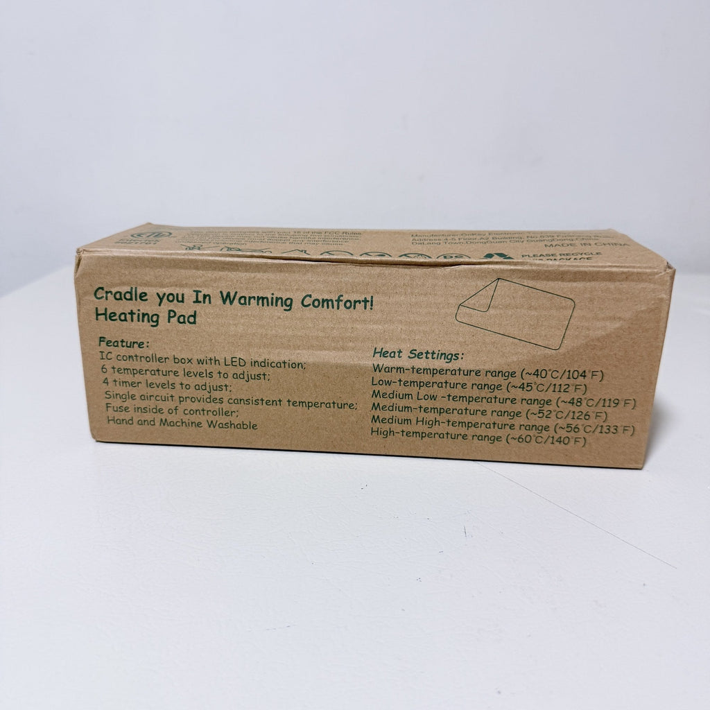 Heating Pad 24 x 12 Inch Electric 6 Heat Settings 4 Timers Light Gray