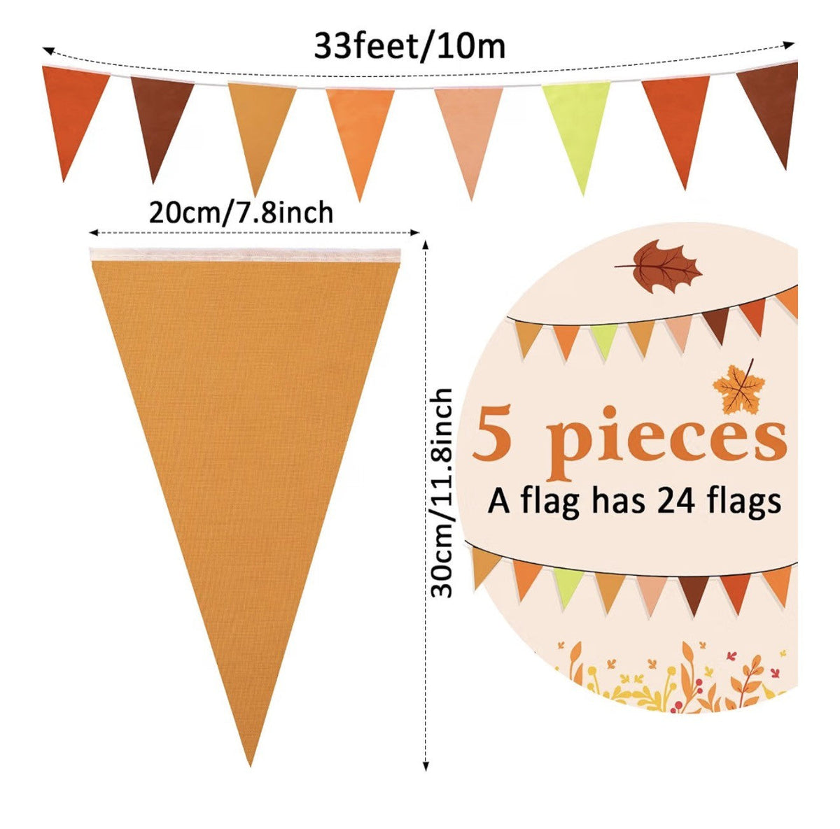 Fall Porch Banner Set with 164 ft Fall Pennant Banners, Scarecrow