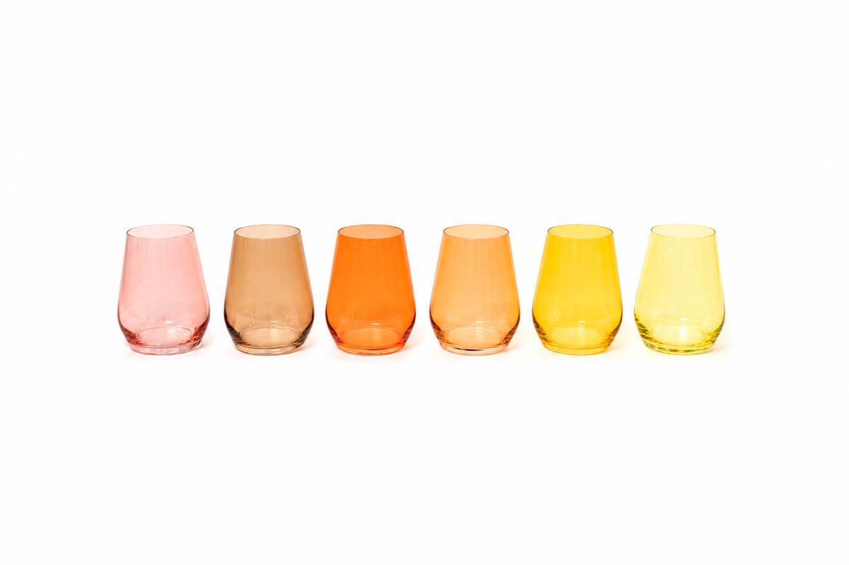 Golden Hour Collection -  Stemless Ombre Set of 6 Colored Wine Glass