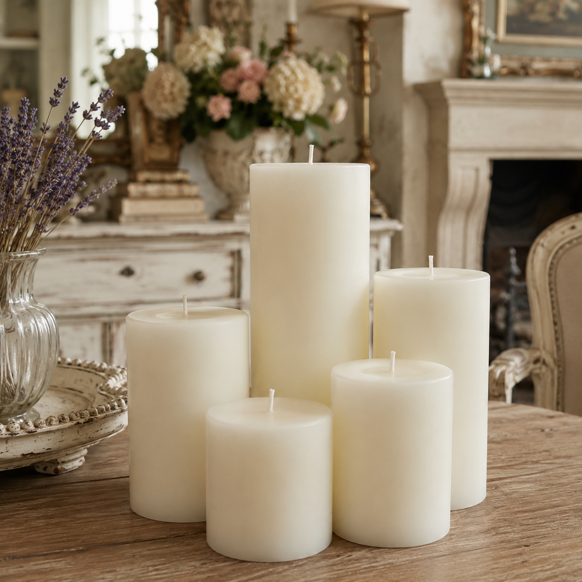 3 Inch White Beeswax Pillar Candles