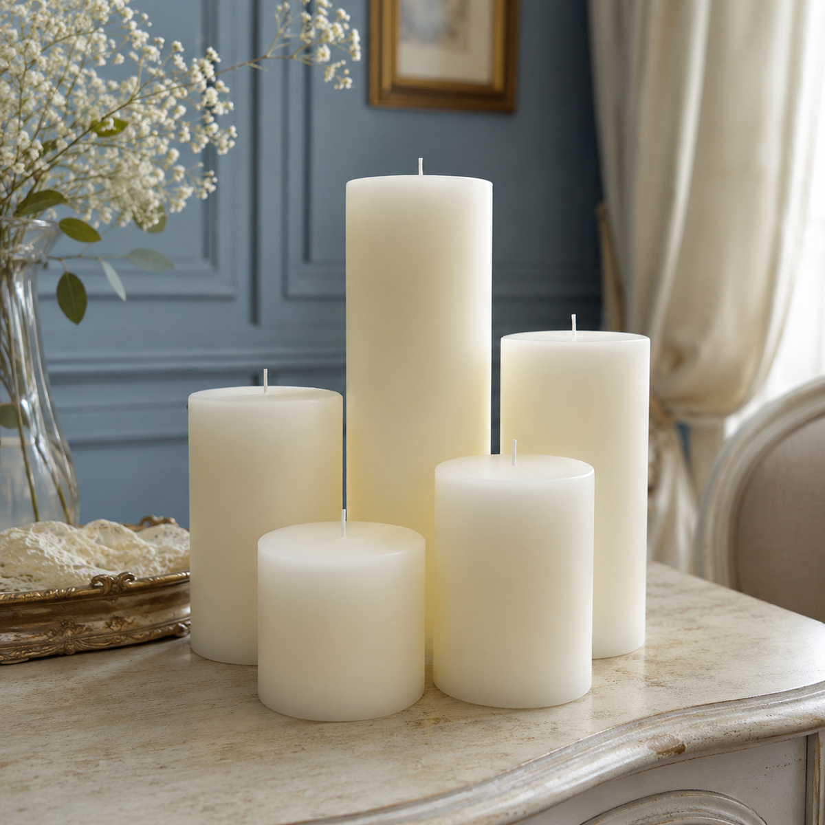 3 Inch White Beeswax Pillar Candles