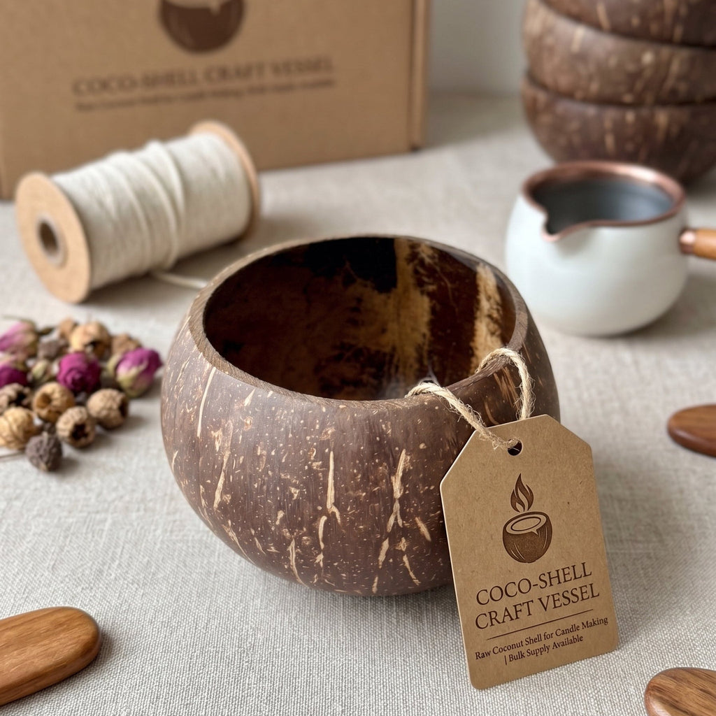 Natural Coconut Shell Bowl – Ideal for Candle Making or Rustic Home Decor