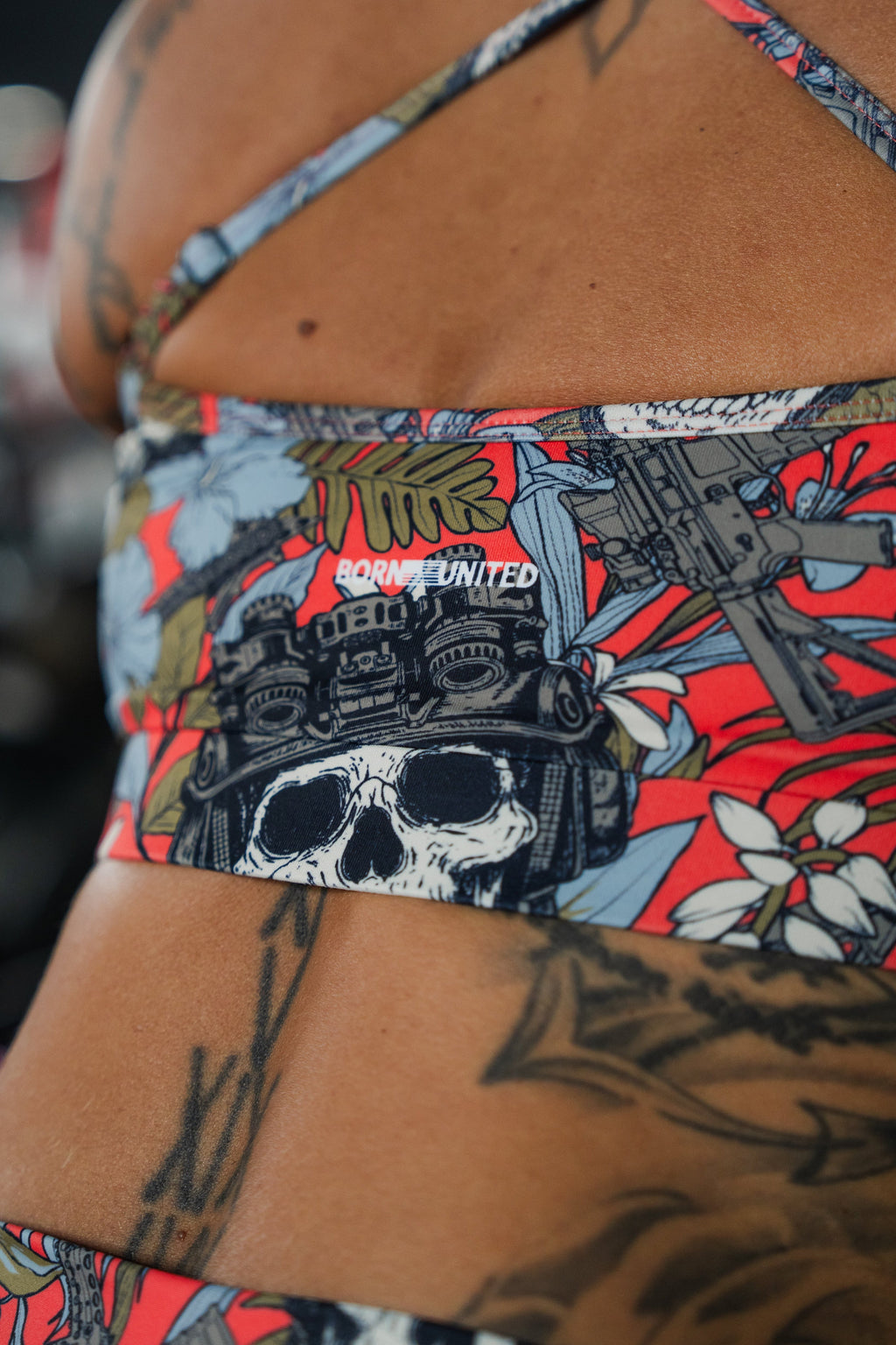 Cross Back Sports Bra | Tropical Chaos