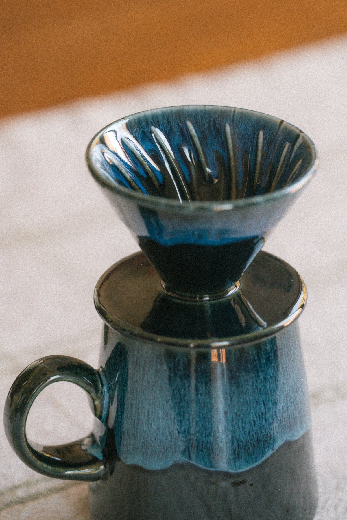 Blue Glaze Ceramic Pour Over Set