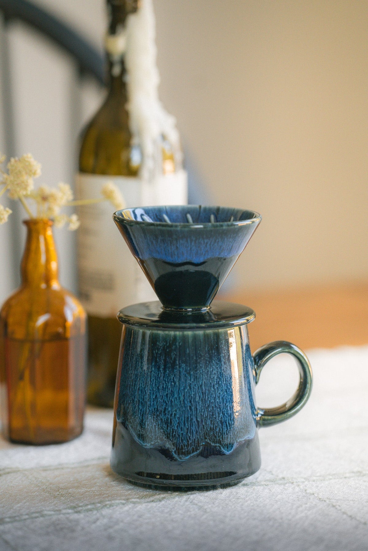 Blue Glaze Ceramic Pour Over Set