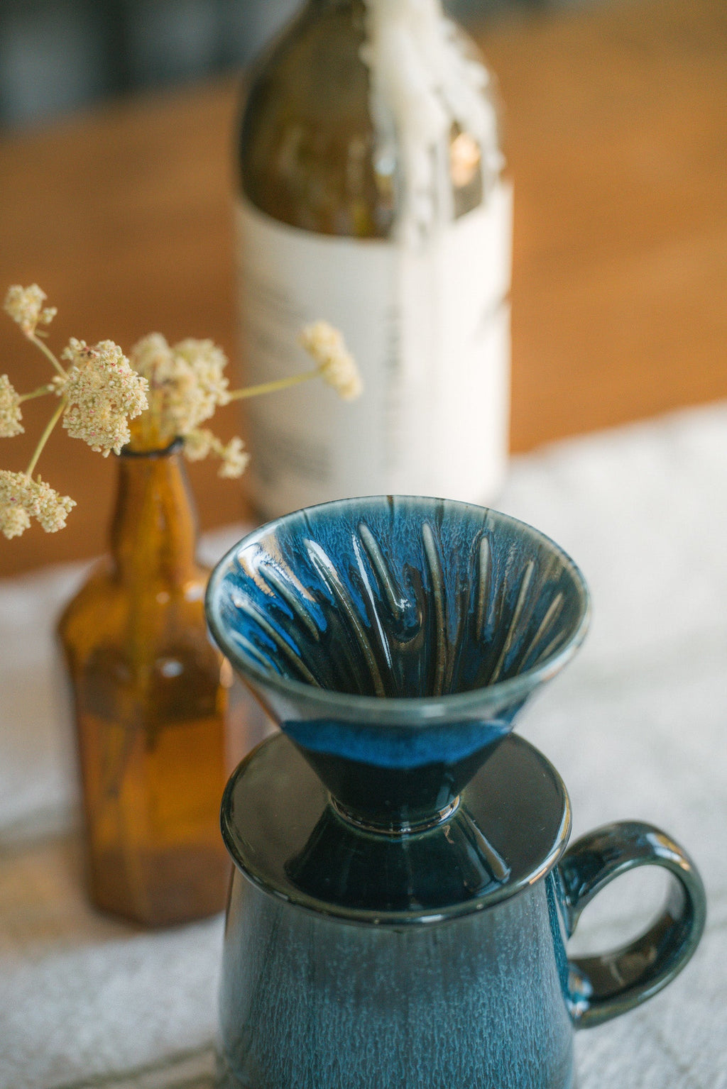 Blue Glaze Ceramic Pour Over Set