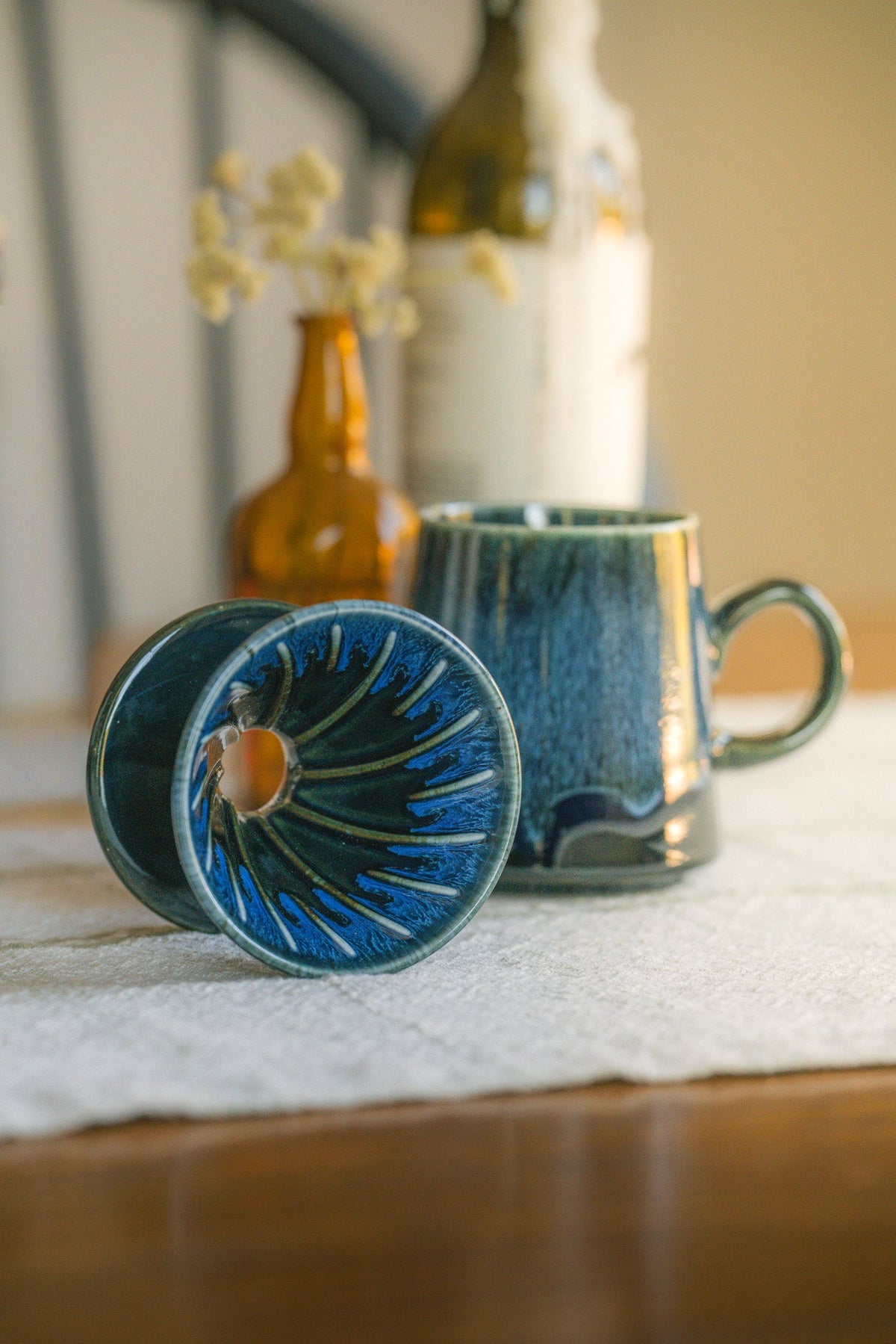 Blue Glaze Ceramic Pour Over Set