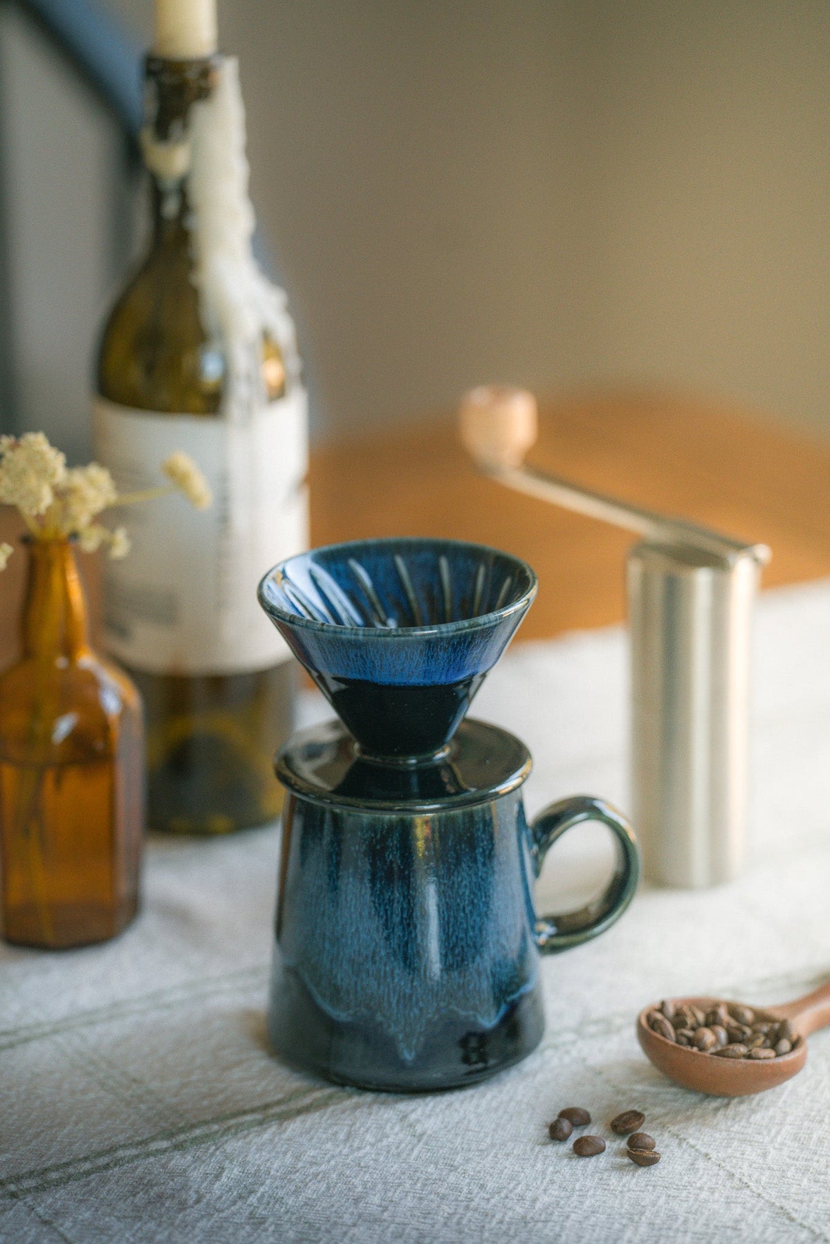 Blue Glaze Ceramic Pour Over Set