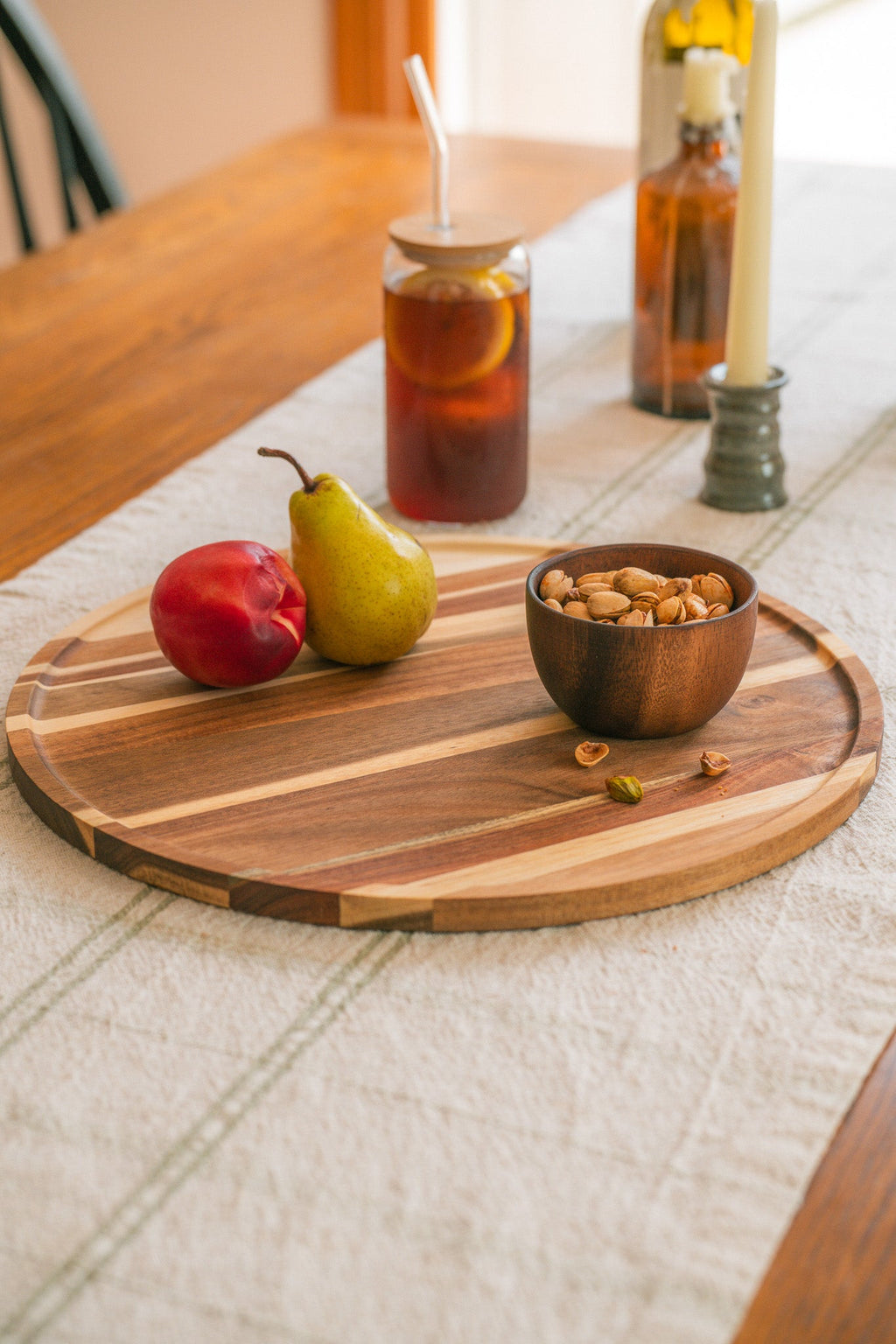 Round Charcuterie Serving Board with Beveled Edge
