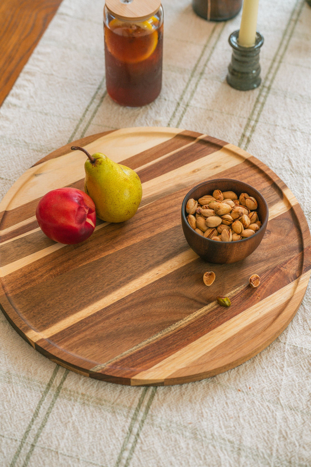 Round Charcuterie Serving Board with Beveled Edge
