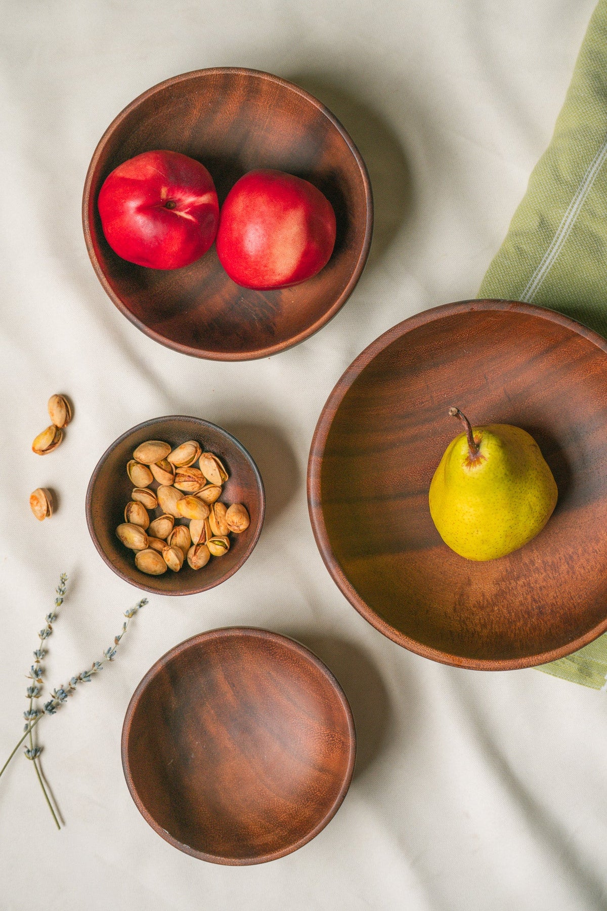 Rustic Acacia Wood Bowl Set