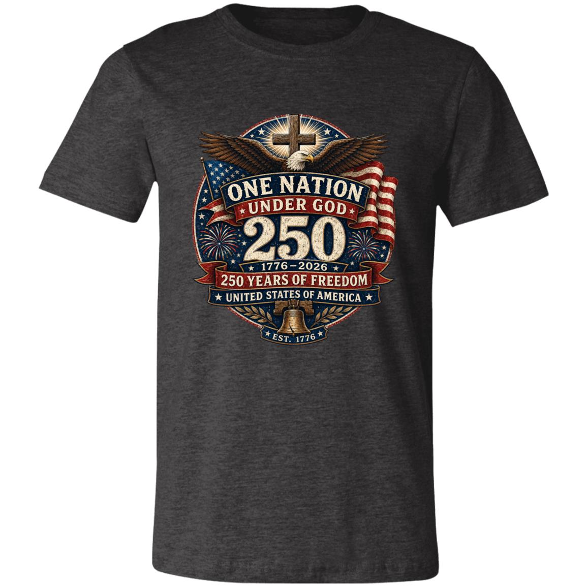 Vintage T-Shirt One Nation Under God Patriotic Freedom Cross