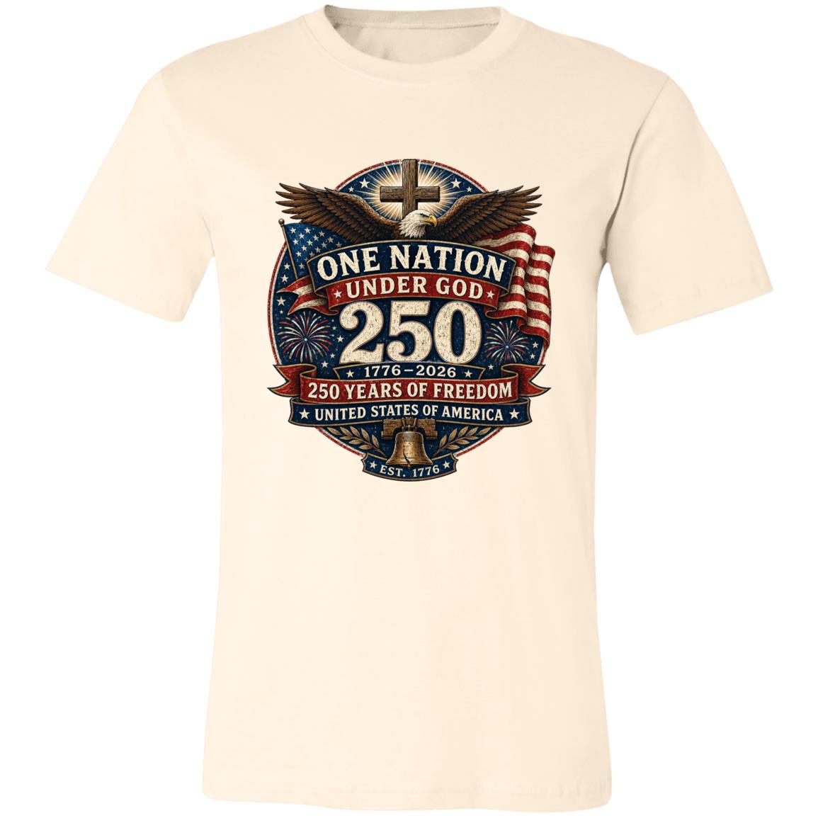 Vintage T-Shirt One Nation Under God Patriotic Freedom Cross