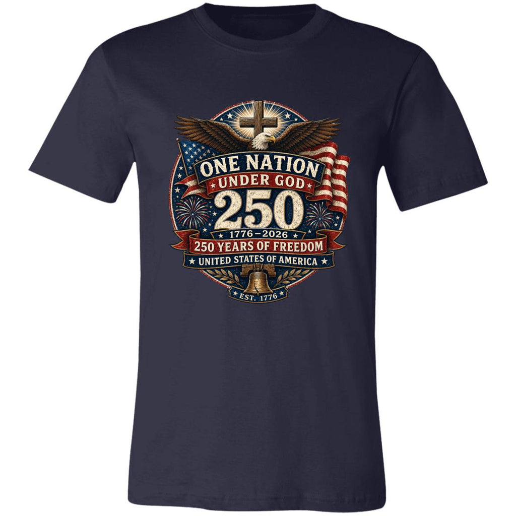 Vintage T-Shirt One Nation Under God Patriotic Freedom Cross