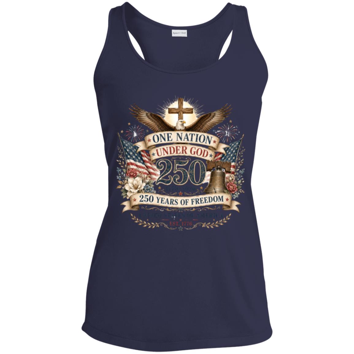 Ladies Performance Racerback Tank Top One Nation Under God