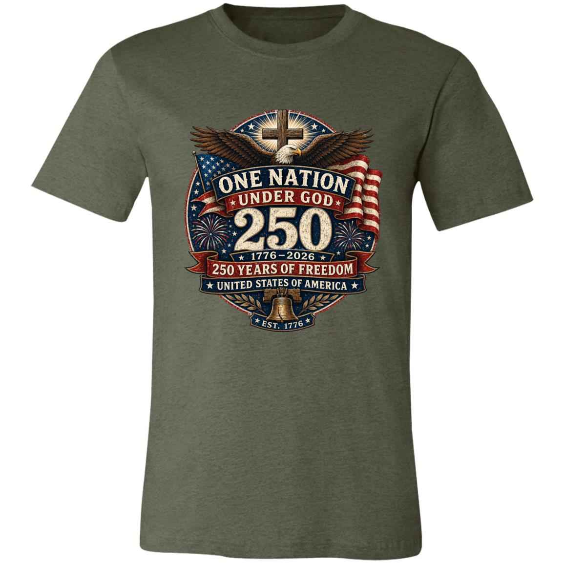 Vintage T-Shirt One Nation Under God Patriotic Freedom Cross