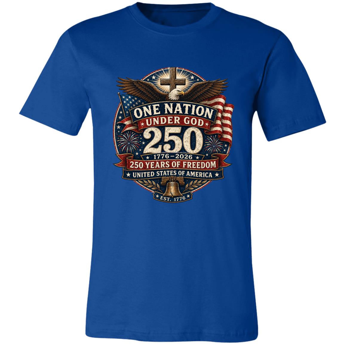 Vintage T-Shirt One Nation Under God Patriotic Freedom Cross
