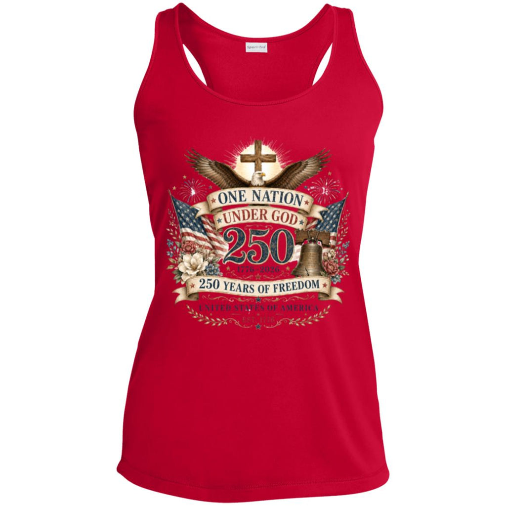 Ladies Performance Racerback Tank Top One Nation Under God