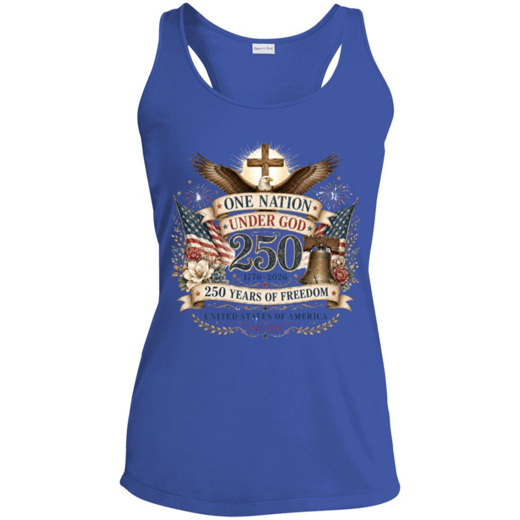 Ladies Performance Racerback Tank Top One Nation Under God