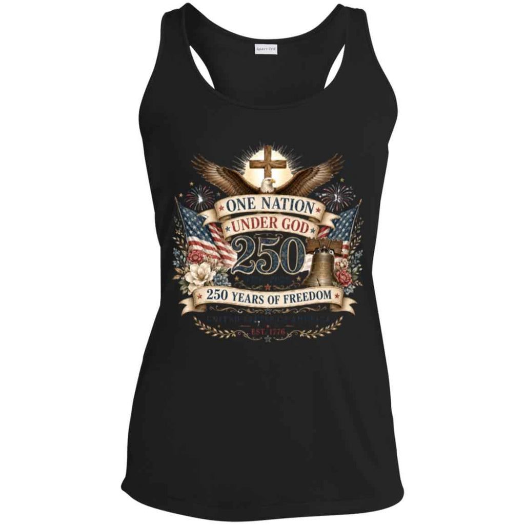 Ladies Performance Racerback Tank Top One Nation Under God