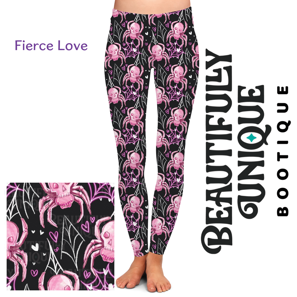 Fierce Love Exclusive Leggings - High-quality Handcrafted Vibrant Valentine's Day Valentine Spooky Love