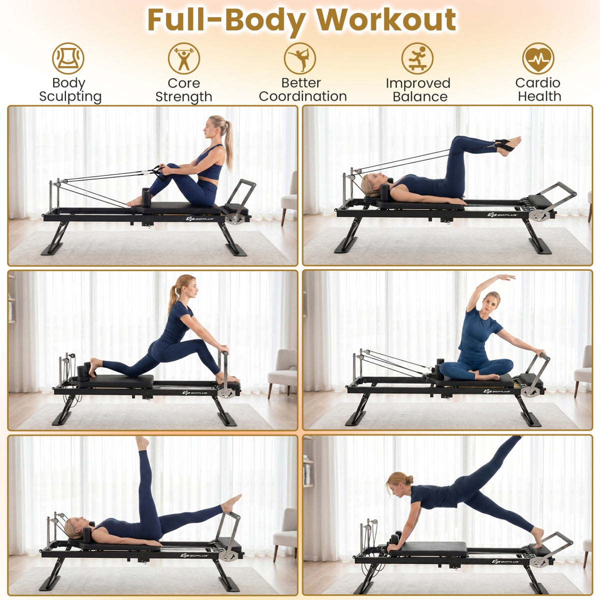 Foldable Pilates Reformer Machine for Home Gym Large Pilates Equipment