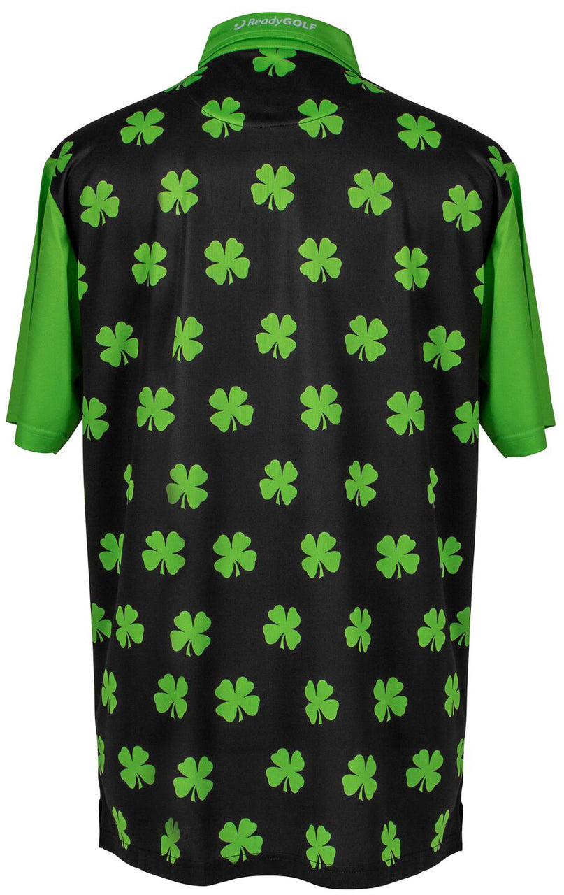 Four-Leaf Clover (Lime Green) Mens Golf Polo Shirt by ReadyGOLF