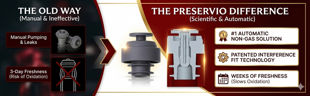 Preservio Automatic Wine Preservation Pump + Bonus 2 Silicone Stoppers
