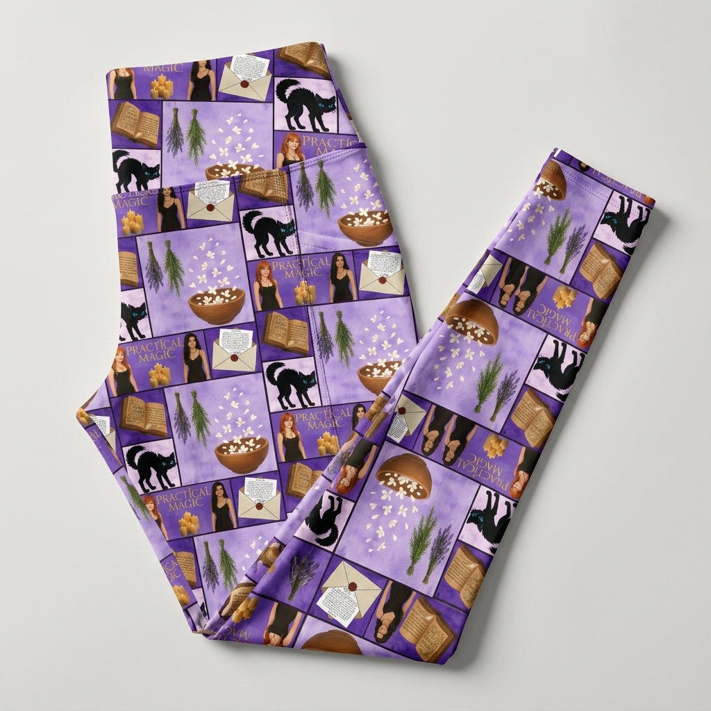 Velvet Spell Semi-Exclusive Leggings with Side Pockets - High-quality Handcrafted Vibrant Witchy Witchcraft Magick Magic