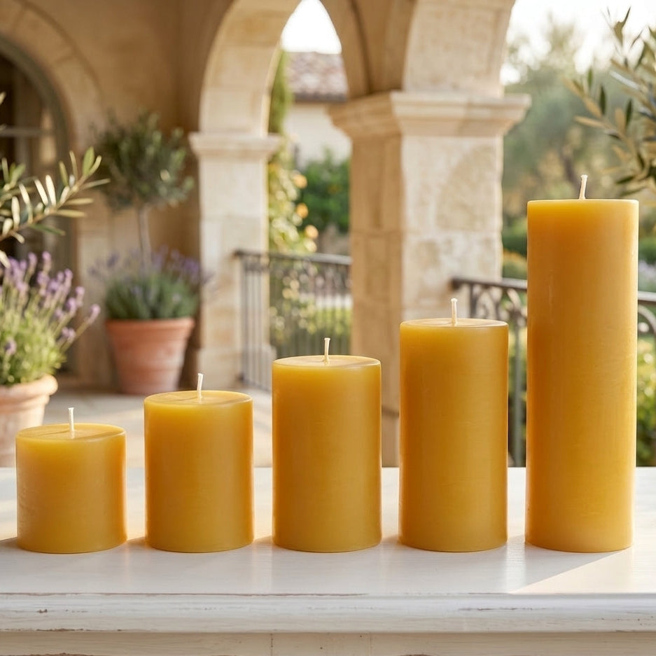 3 Inch Yellow Beeswax Pillar Candles