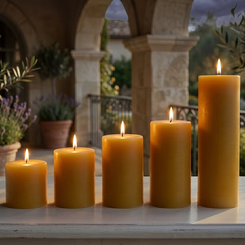 3 Inch Yellow Beeswax Pillar Candles