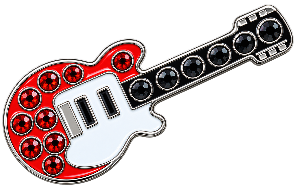 Rock & Roll Guitar Ball Marker & Hat Clip with Crystals by ReadyGOLF