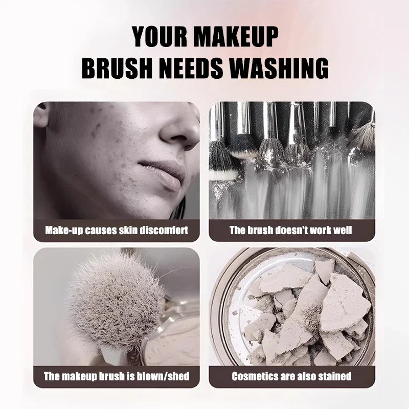 Portable Electric Makeup Brush CleanerAutomatic Spinner, Drying Rack &amp; Sterilizer | Professional Brush Cleaning Kit