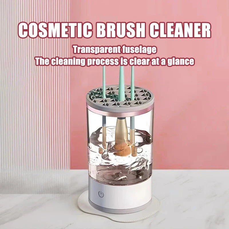 Portable Electric Makeup Brush CleanerAutomatic Spinner, Drying Rack &amp; Sterilizer | Professional Brush Cleaning Kit