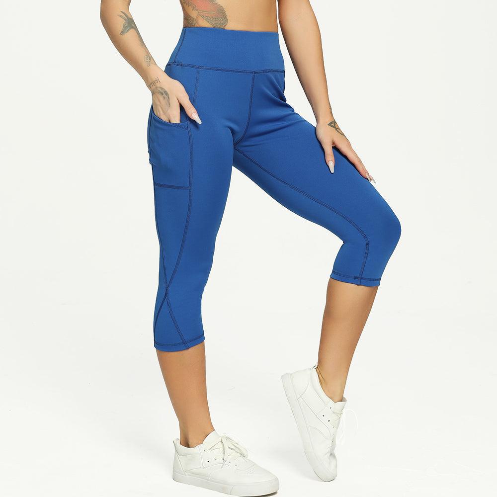 Casual Women's Yoga Pants Gym Fitness Sports Cropped Leggings Pocket Slim Pants Female Solid Color Women's Seamless Scrunch Legging Workout Leggings For Women Lift Tight Gym Yoga Home Pants
