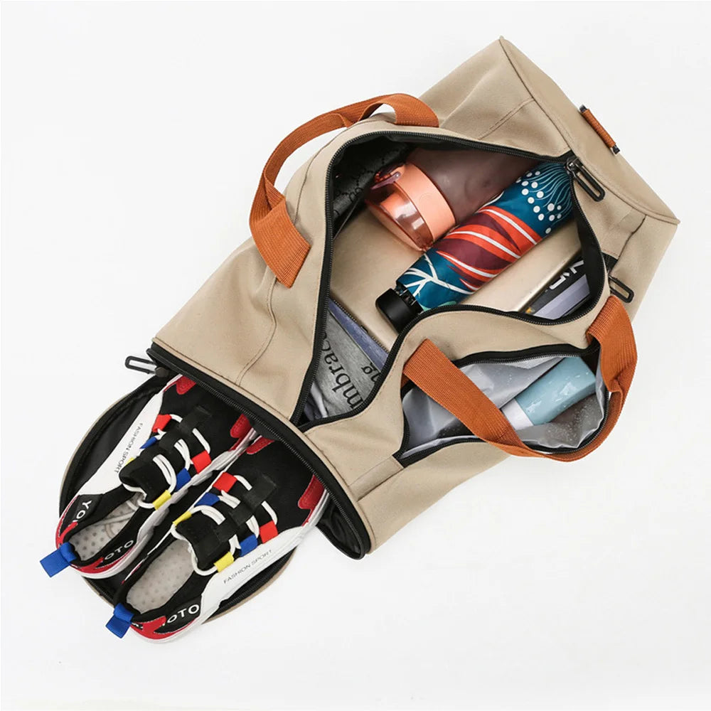 Waterproof Fitness Bag with Shoulder Strap Dry/Wet Zones Shoe Storage