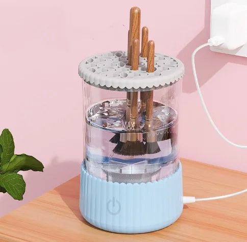 Portable Electric Makeup Brush CleanerAutomatic Spinner, Drying Rack &amp; Sterilizer | Professional Brush Cleaning Kit