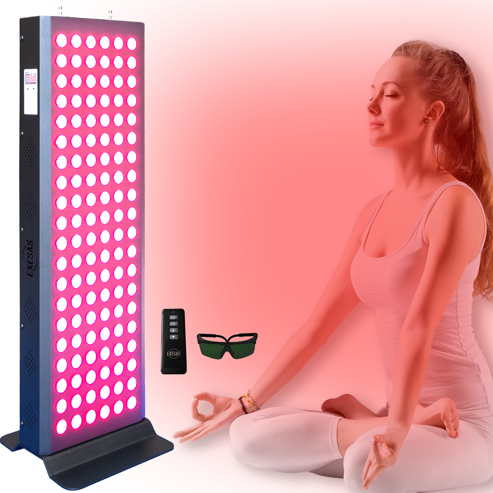 EXESAS 120 LED, 600W Dual-Chip, Red Light Therapy Device for Full Body, 4-Wavelengths Infrared LED Panel for Skin, Weight, Pain, Wellness
