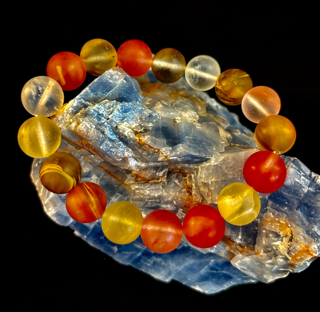 Solar Glow Cherry Quartz Bracelet – 12mm Matte Reiki-Infused Energy Bracelet (Medium Fit)