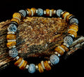 Earthforge Mixed Material Bracelet – Stone, Wood & Metal | Grounding, Strength & Balance | Reiki-Infused Bracelet for Medium to Large Wrists