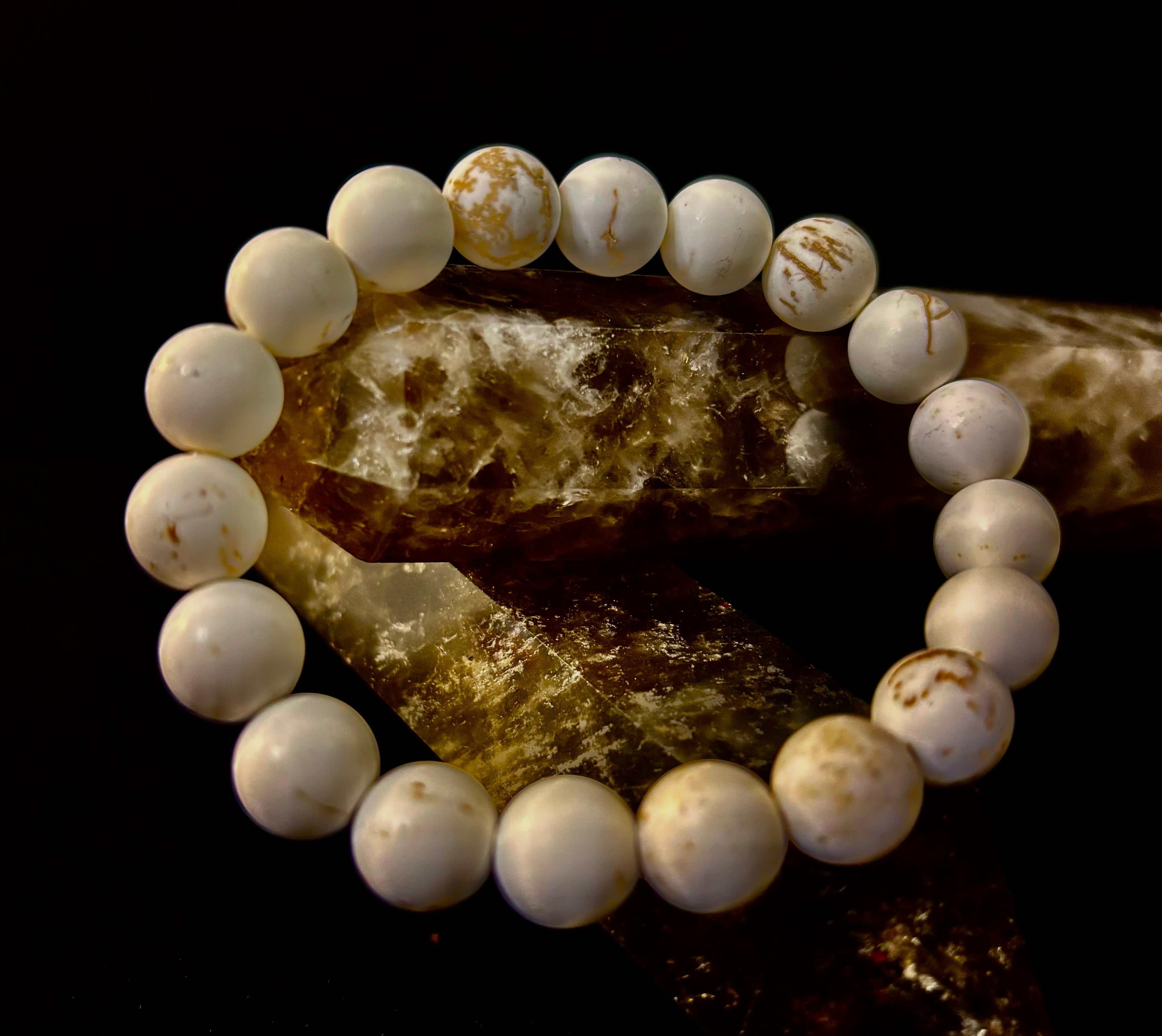 Pure Calm White Turquoise Bracelet – 10mm Matte Reiki-Infused Power Bracelet (Medium Fit)