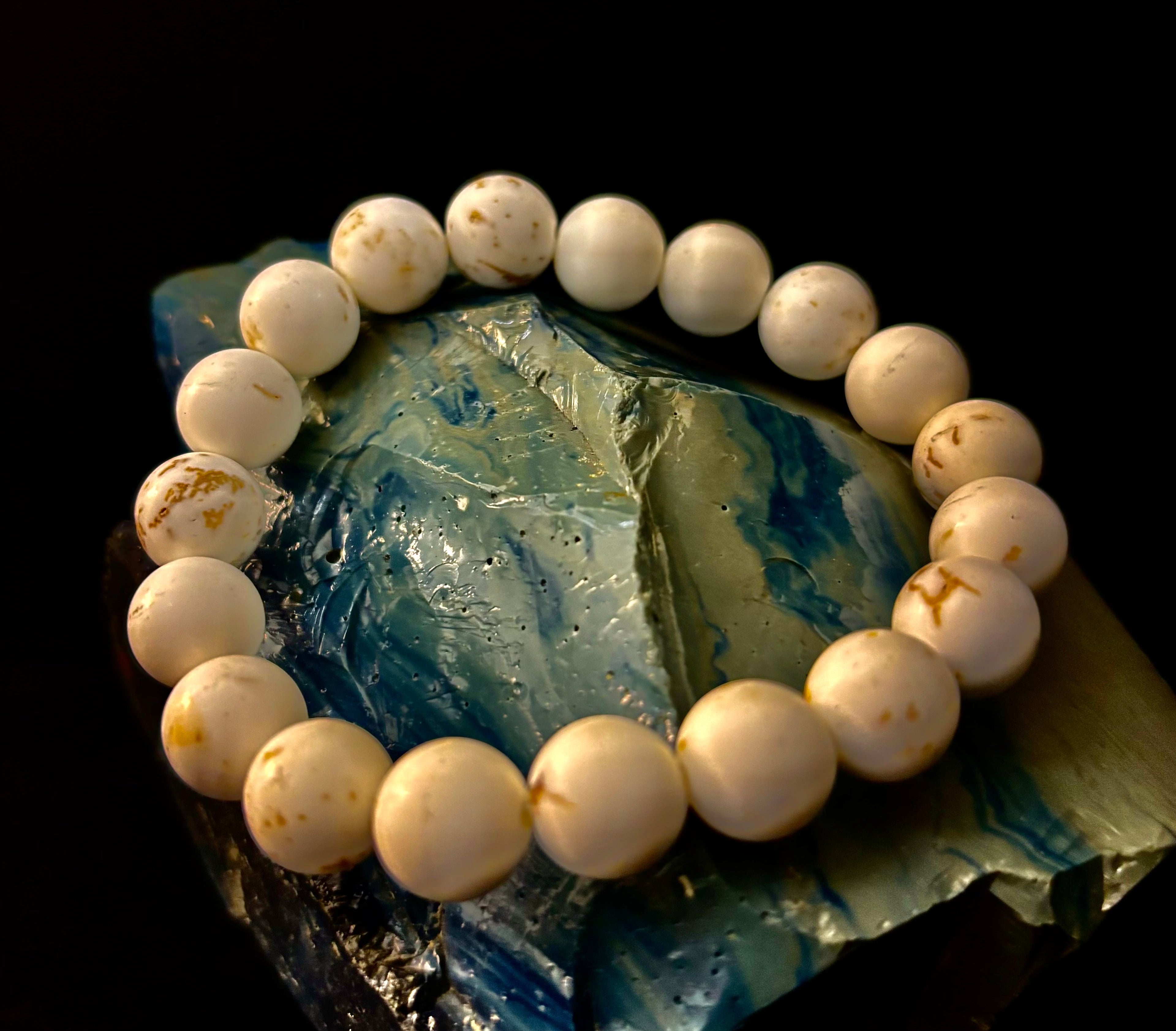 Pure Calm White Turquoise Bracelet – 10mm Matte Reiki-Infused Power Bracelet (Medium Fit)