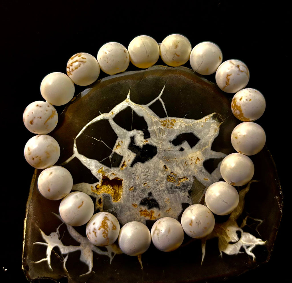 Pure Calm White Turquoise Bracelet – 10mm Matte Reiki-Infused Power Bracelet (Medium Fit)